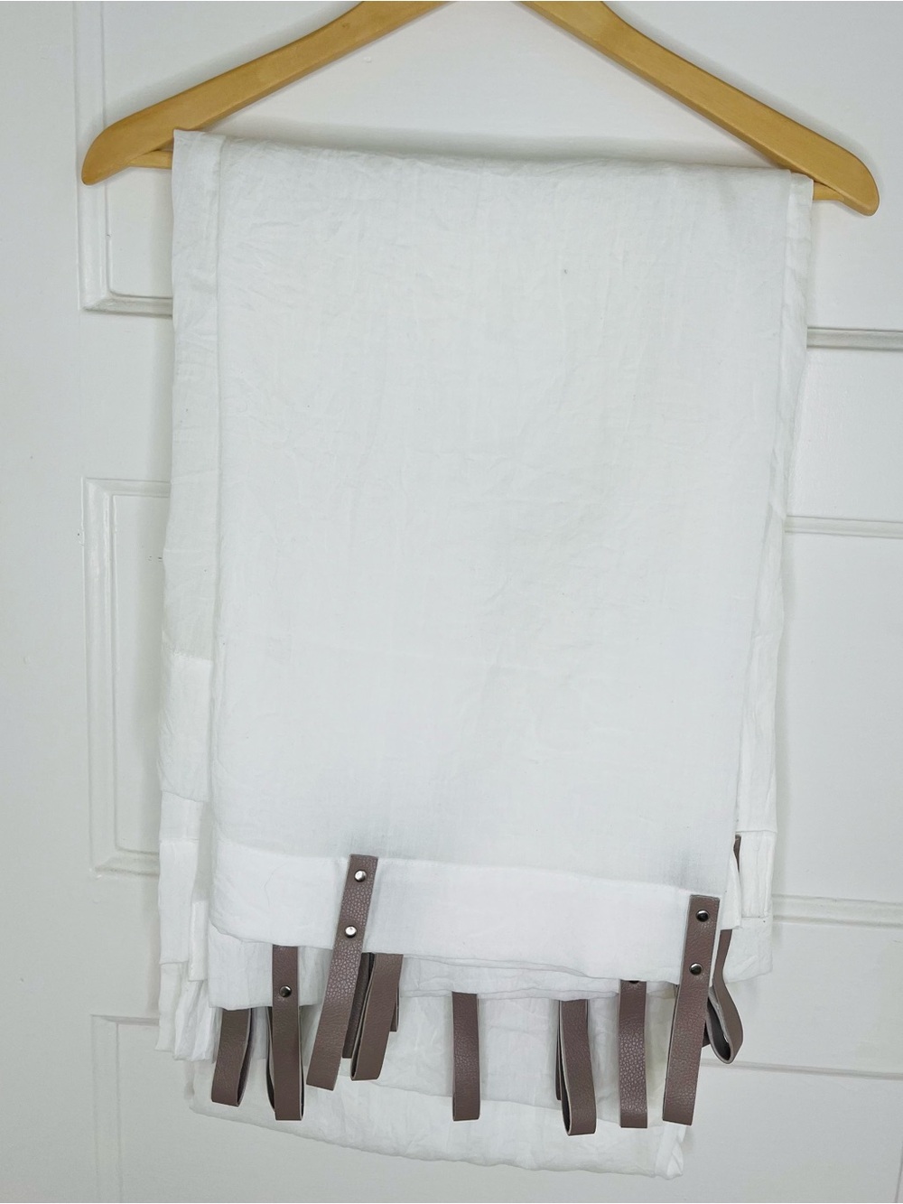 DKNY White Curtain 2 Panels with Taupe Tabs 78”x49”